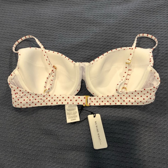 NWT WeWoreWhat Lydia Bikini Top in White Polka Dot - Picture 5 of 6